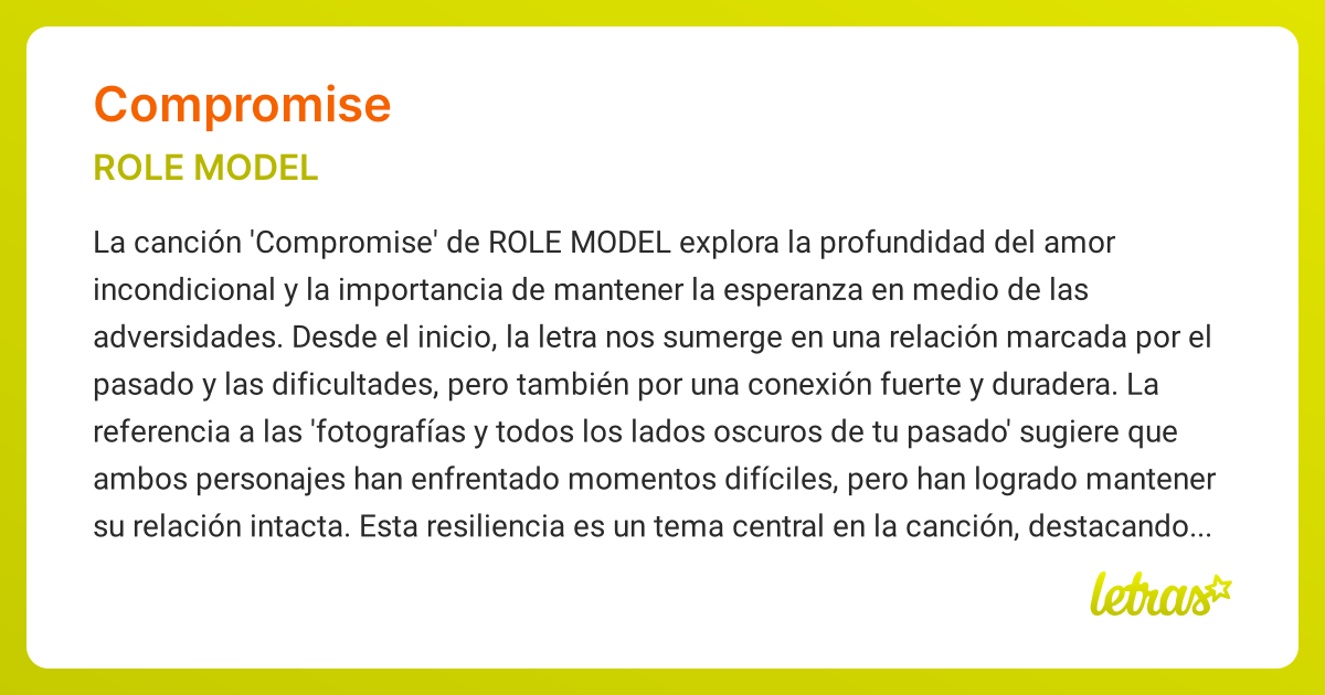 Significado de la canción COMPROMISE (ROLE MODEL) - LETRAS.COM