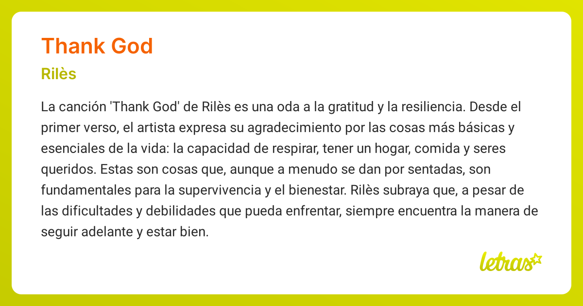 Significado de la canción THANK GOD (Rilès) - LETRAS.COM