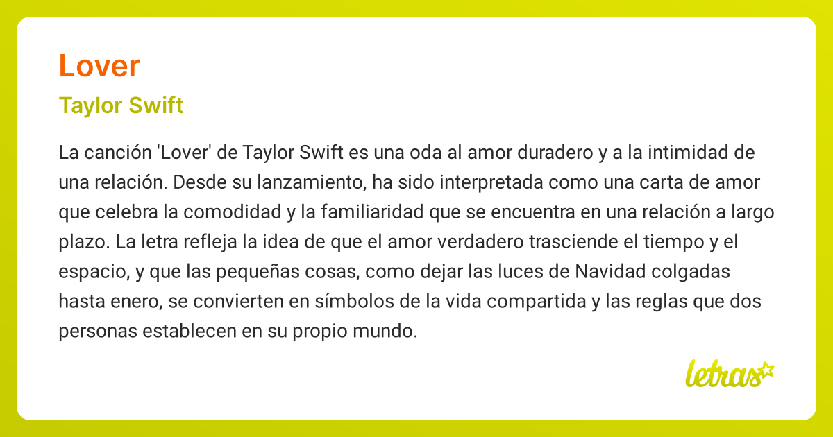 Significado de la canción LOVER - Taylor Swift | Letras.com