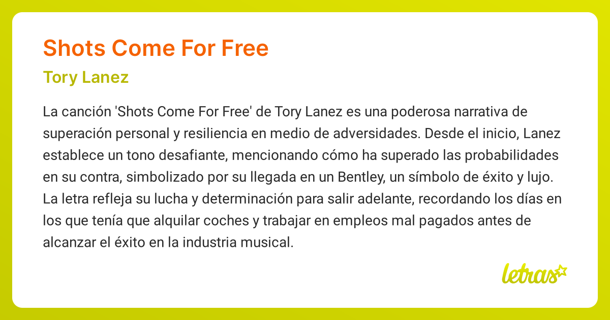 Significado De La Canción Shots Come For Free (Tory Lanez) - Letras.Com