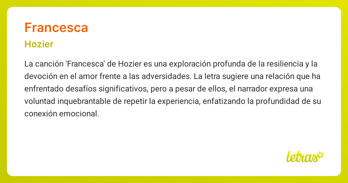 Significado de la canción FRANCESCA (Hozier) - LETRAS.COM