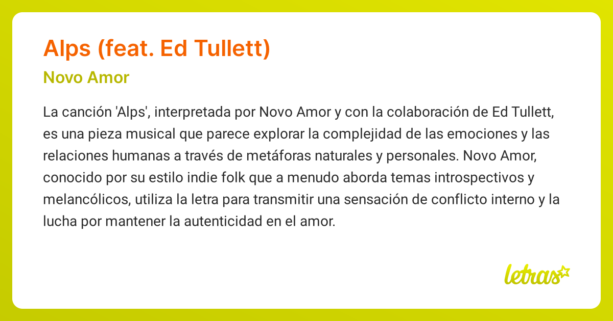 Significado de la canción ALPS (FEAT. ED TULLETT) (Novo Amor)