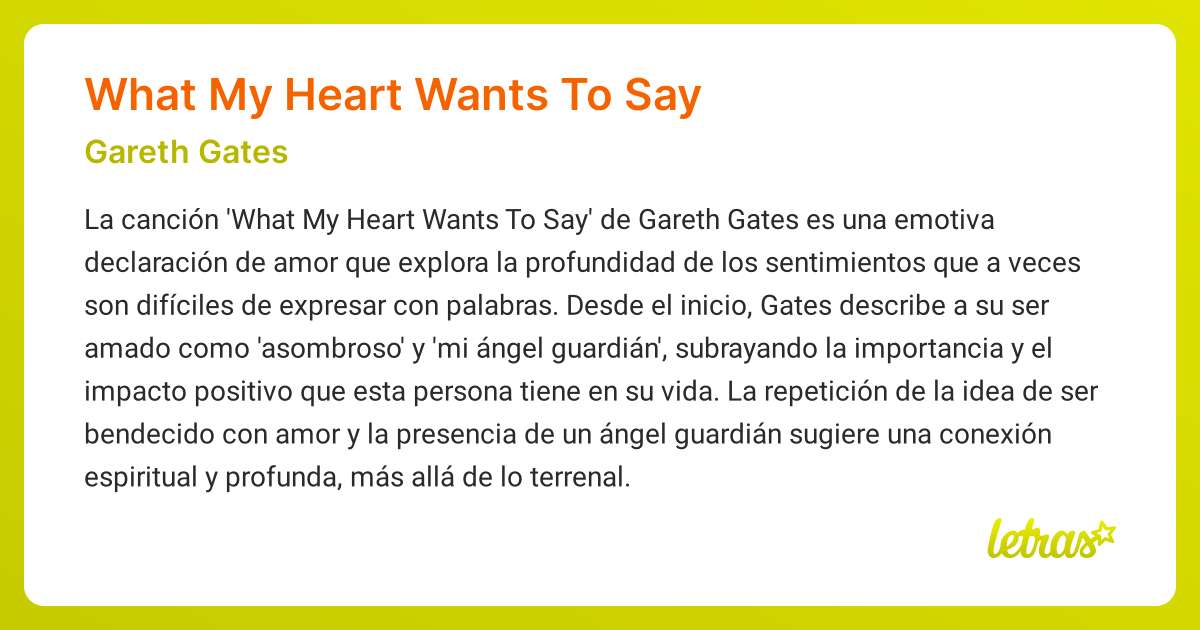 Significado de la canción WHAT MY HEART WANTS TO SAY (Gareth Gates ...