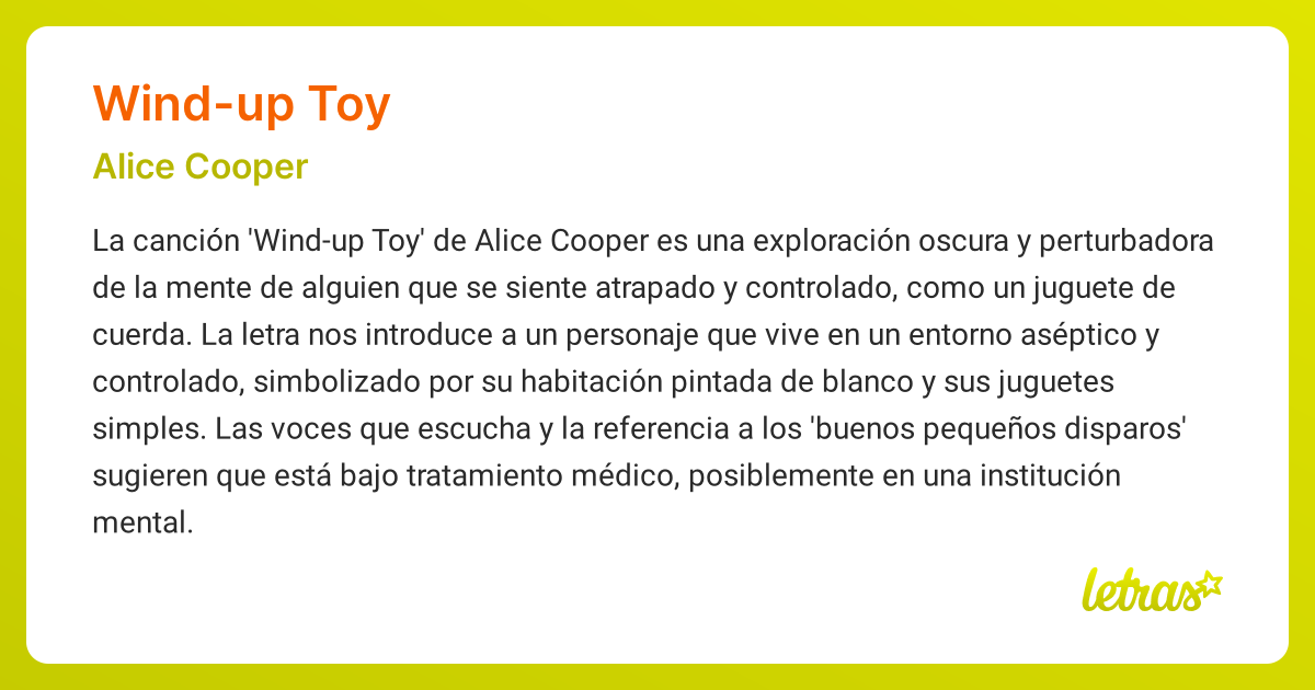 Significado de la canción WINDUP TOY (Alice Cooper)