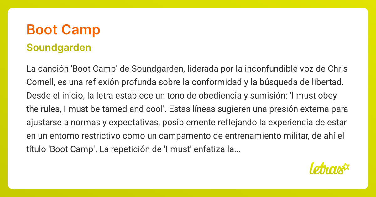 Significado de la canción BOOT CAMP (Soundgarden)