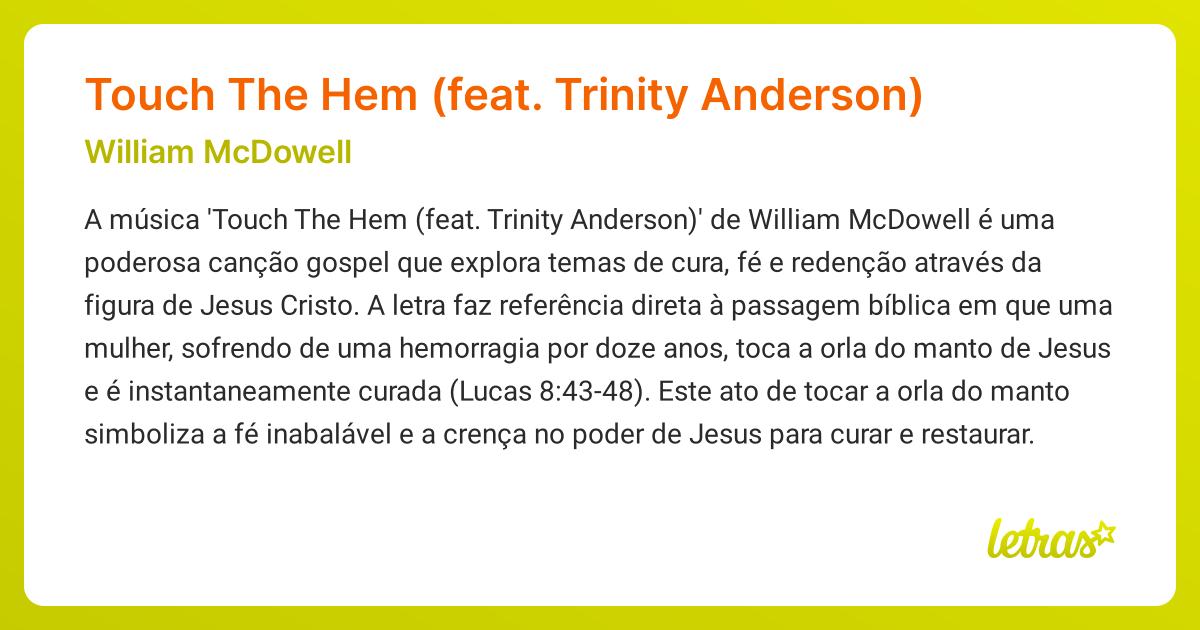 Significado da música Touch The Hem (feat. Trinity Anderson) (William ...