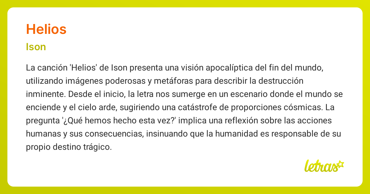 Significado de la canción HELIOS (Ison) - LETRAS.COM