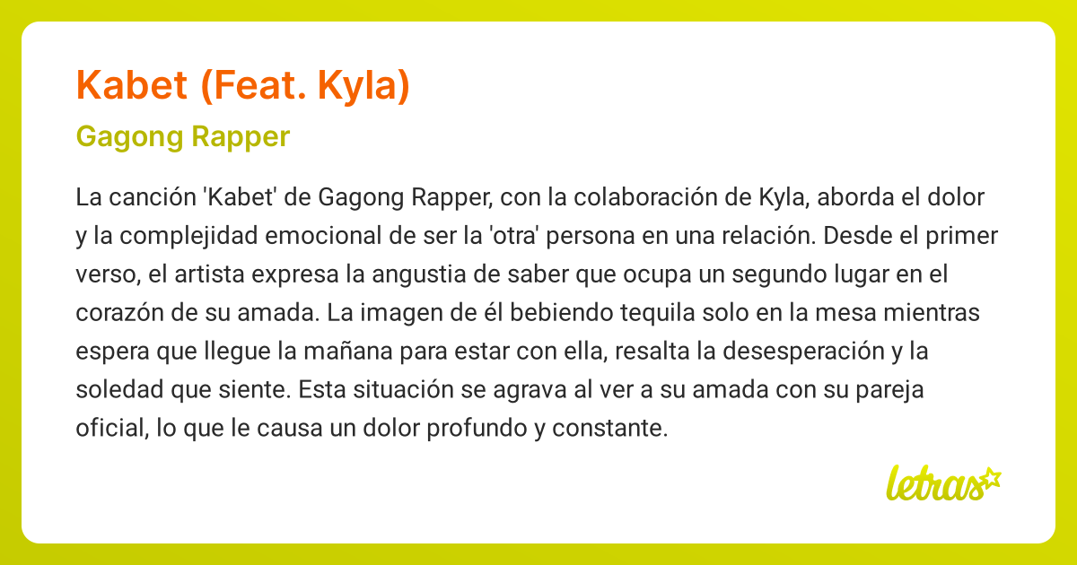 Significado de la canción KABET (FEAT. KYLA) (Gagong Rapper) - LETRAS.COM
