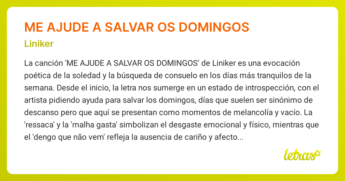 Significado de la canción ME AJUDE A SALVAR OS DOMINGOS (Liniker ...