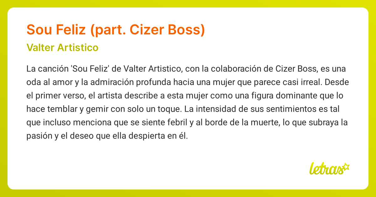 Significado de la canción SOU FELIZ (PART. CIZER BOSS) (Valter ...