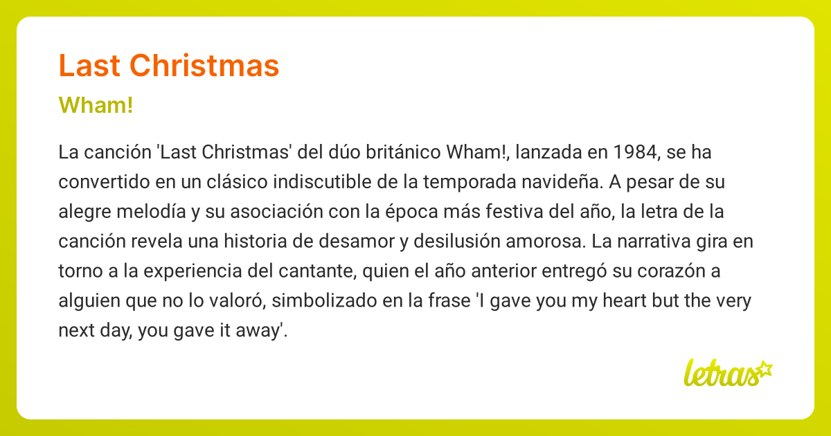 Significado De La Canción Last Christmas Wham Letrascom