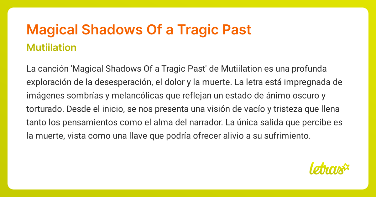 Photo inspiration: Picture Idea: Significado De La Canción Magical Shadows Of A Tragic Past