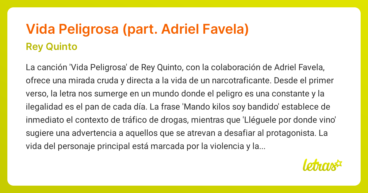 Significado De La Canción Vida Peligrosa Part Adriel Favela Rey