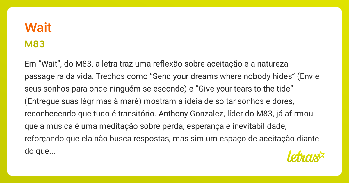 Significado da música WAIT (M83) - LETRAS.MUS.BR