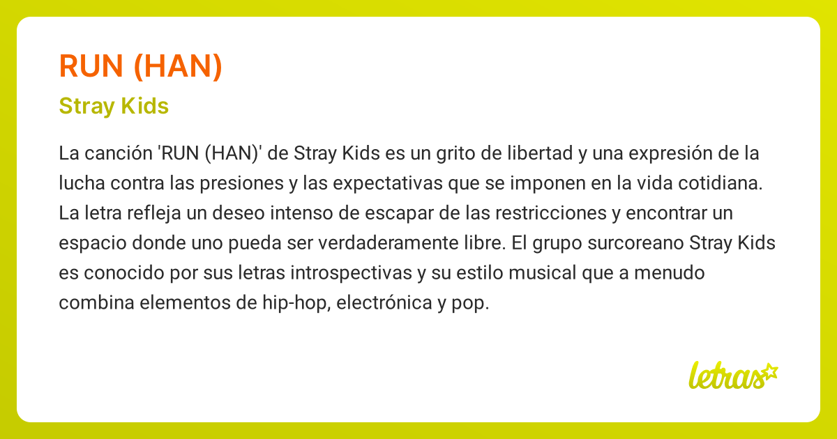 Significado de la canción RUN (HAN) - Stray Kids | Letras.com