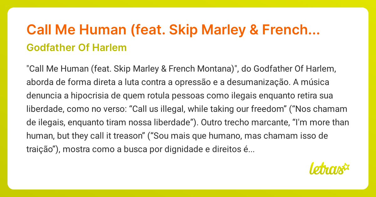 Significado da música Call Me Human (feat. Skip Marley & French Montana ...