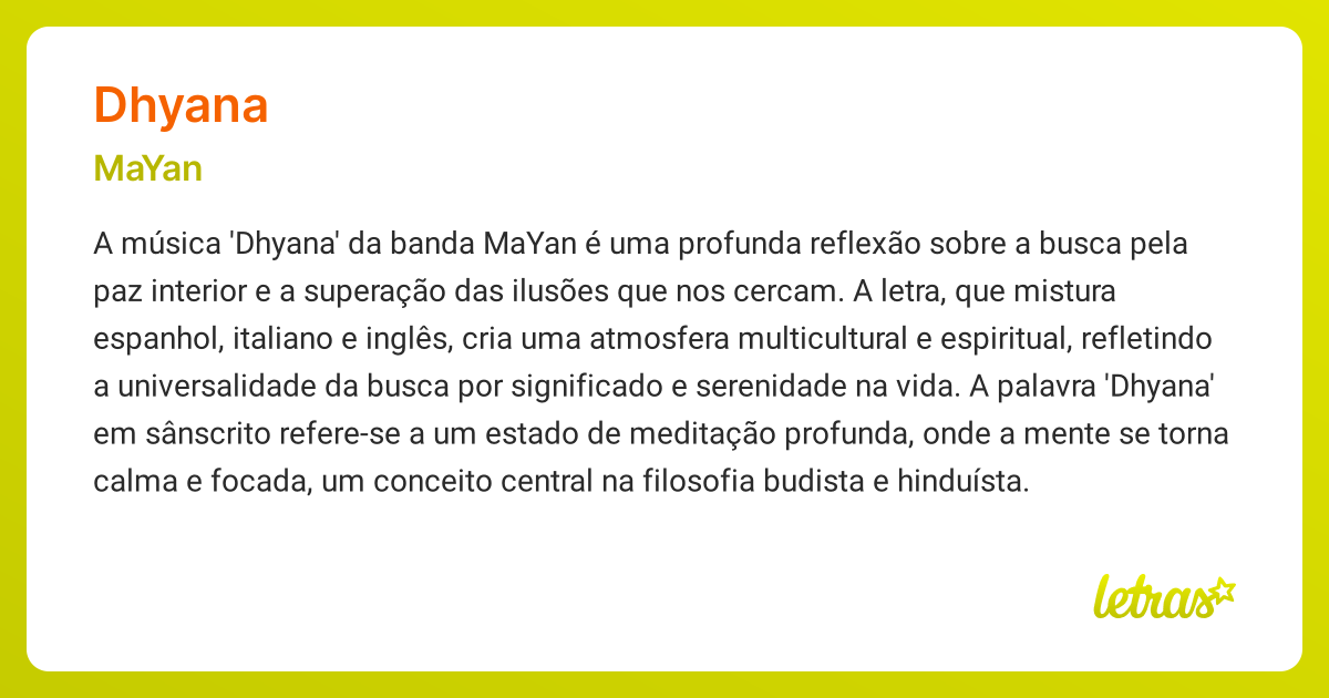Significado da música DHYANA (MaYan) - LETRAS.MUS.BR