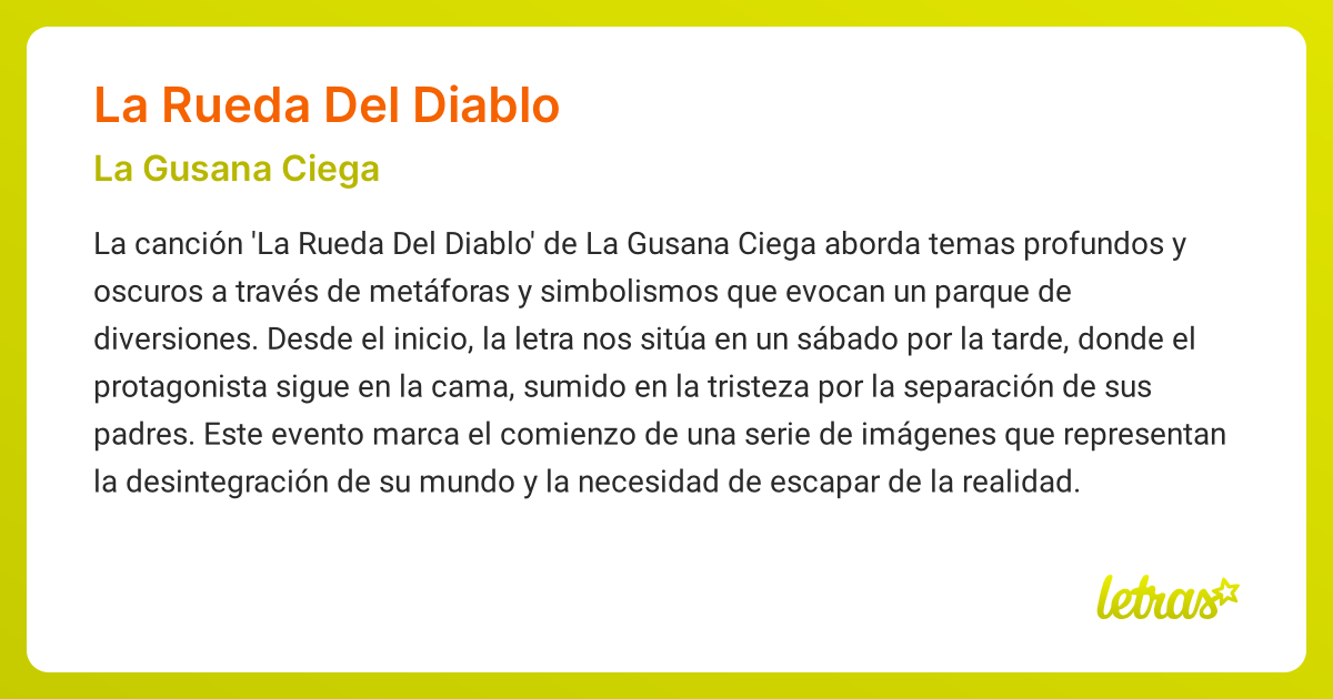 Significado de la canción LA RUEDA DEL DIABLO (La Gusana Ciega ...