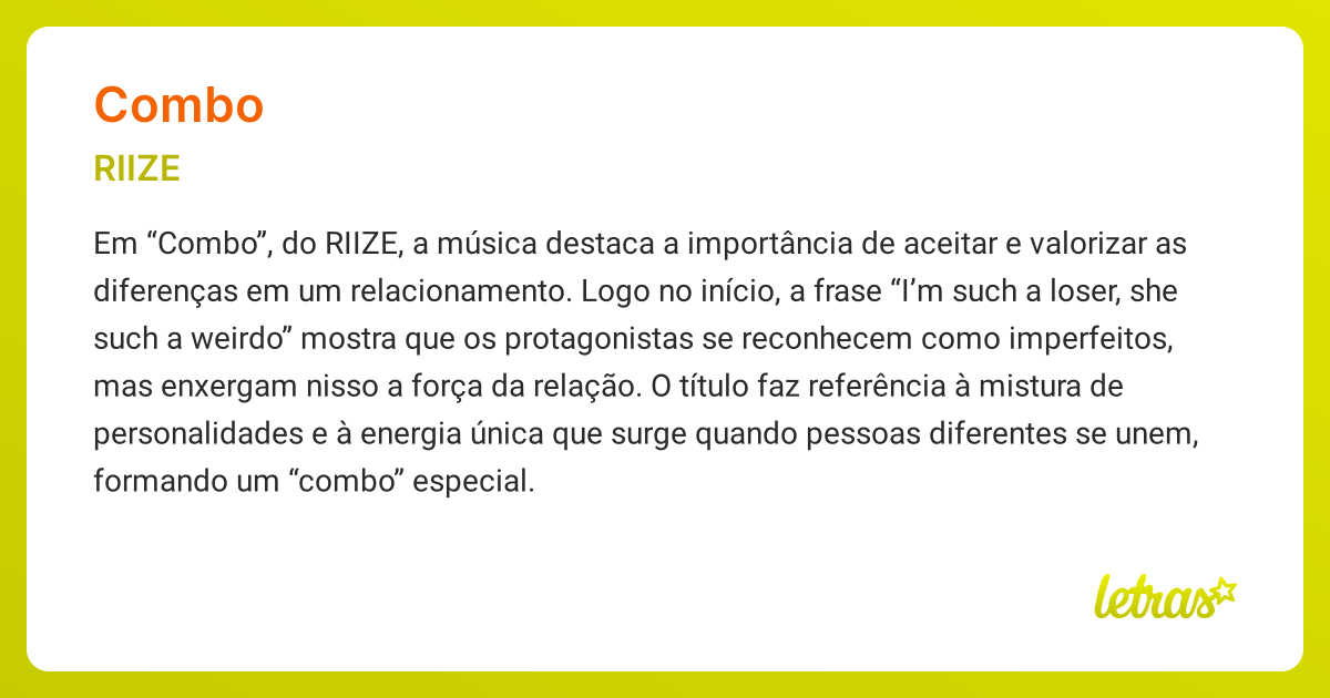 Significado da música COMBO (RIIZE) - LETRAS.MUS.BR