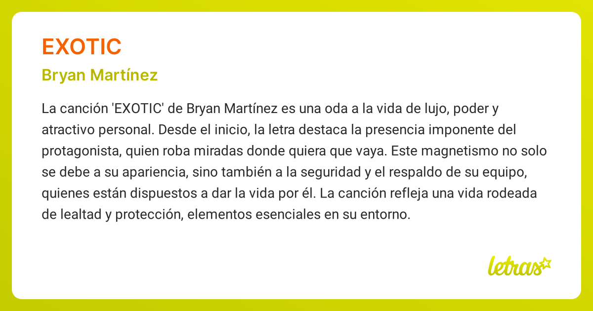Significado de la canción EXOTIC (Bryan Martínez) - LETRAS.COM