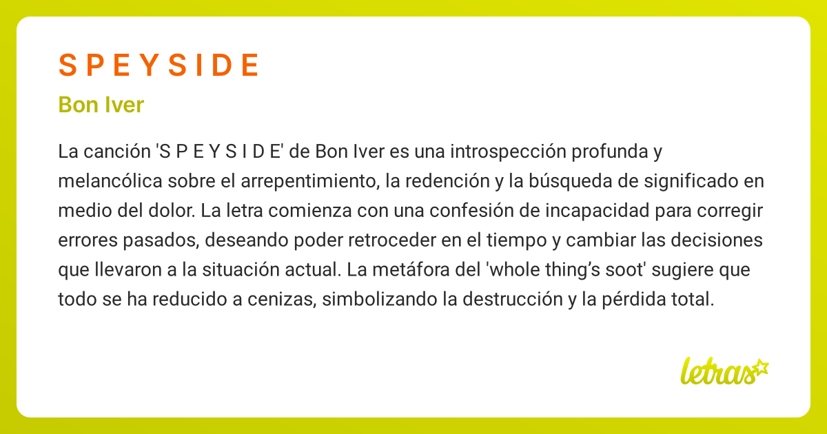 Significado de la canción S P E Y S I D E (Bon Iver) - LETRAS.COM