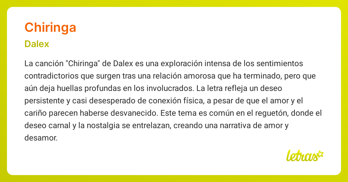 Significado de la canción CHIRINGA (Dalex) - LETRAS.COM