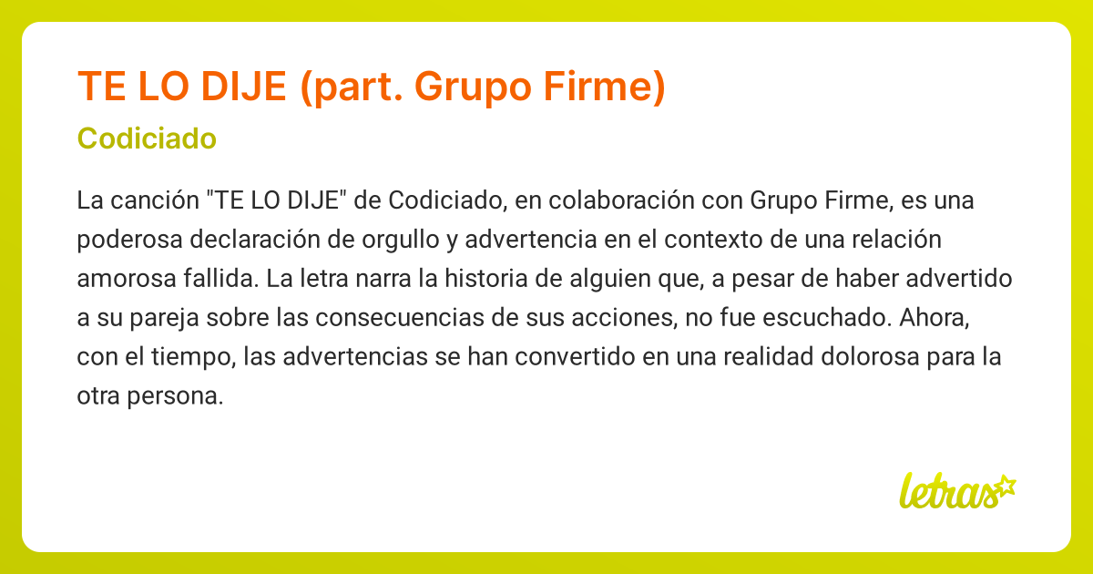 Qué Revela la Canción “Te Lo Dije Corazón” de Grupo Firme