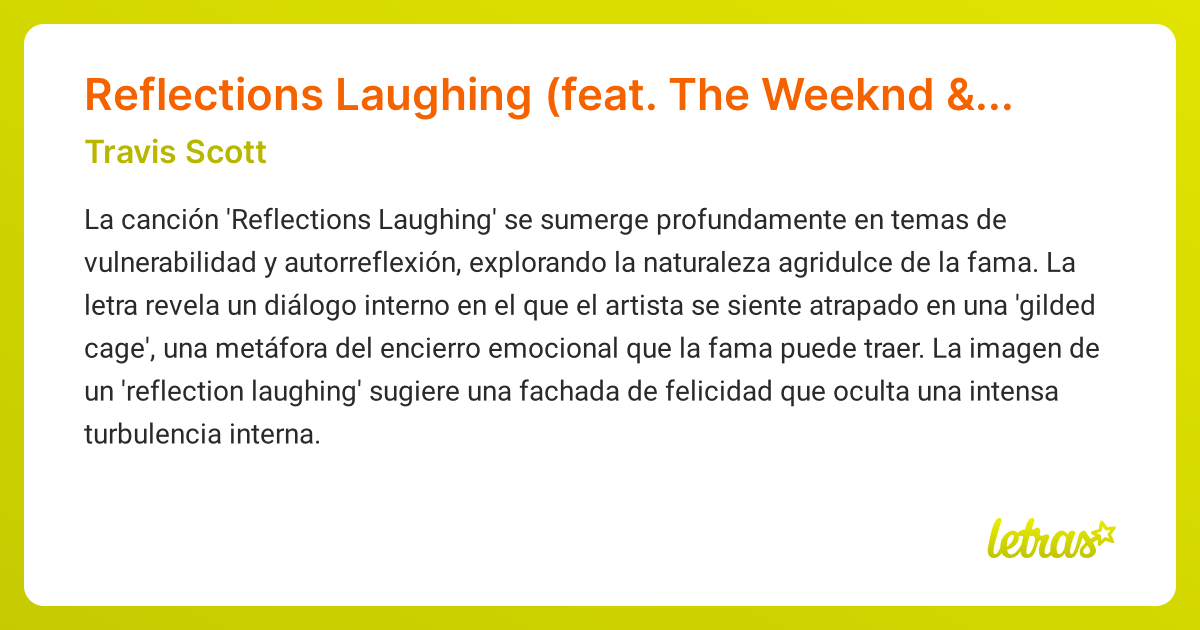 Significado de la canción Reflections Laughing (feat. The Weeknd ...