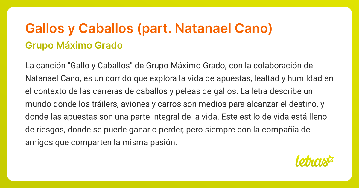Significado de la canción Gallos y Caballos (part. Natanael Cano ...