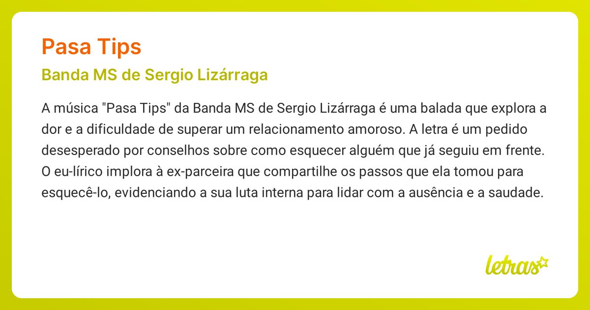 Significado da música PASA TIPS (Banda MS de Sergio Lizárraga) - LETRAS ...