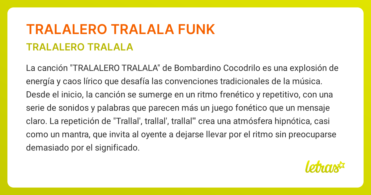 Significado de la canción TRALALERO TRALALA FUNK (TRALALERO TRALALA ...