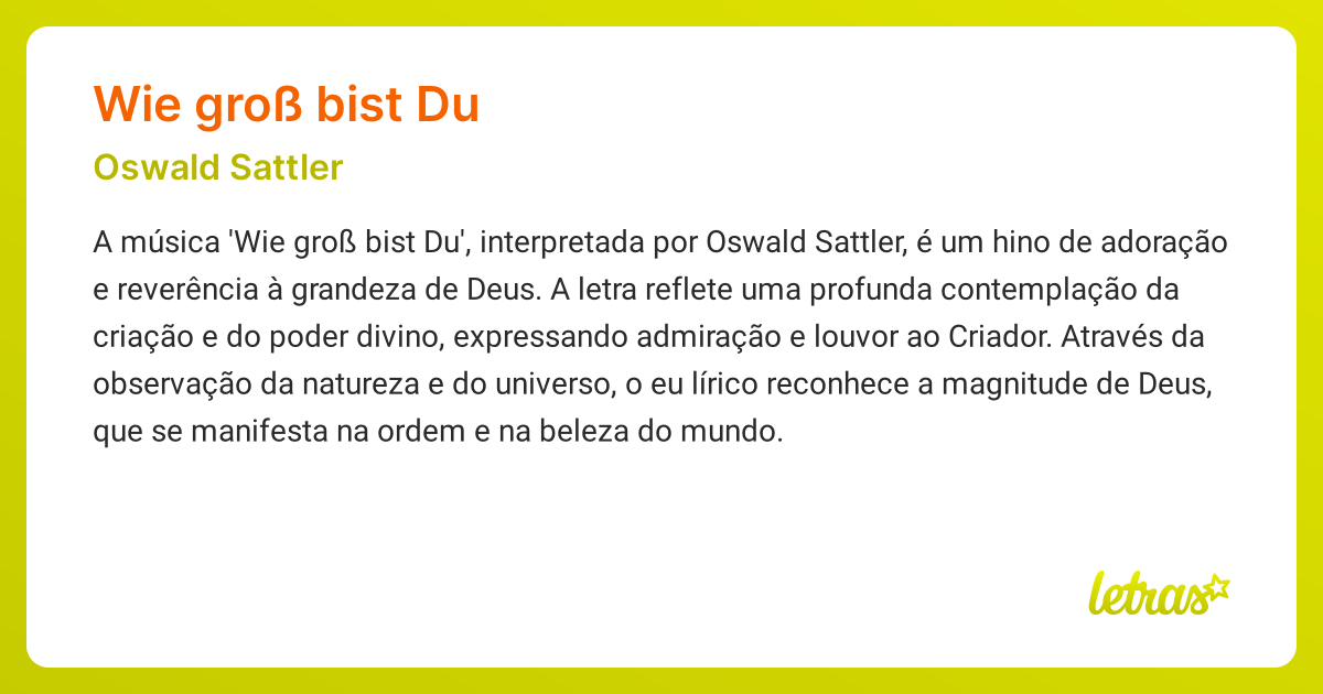 Oswald Sattler Wie Gross Bist Du