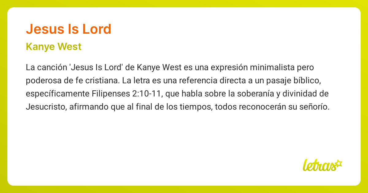 Significado de la canción JESUS IS LORD (Kanye West)