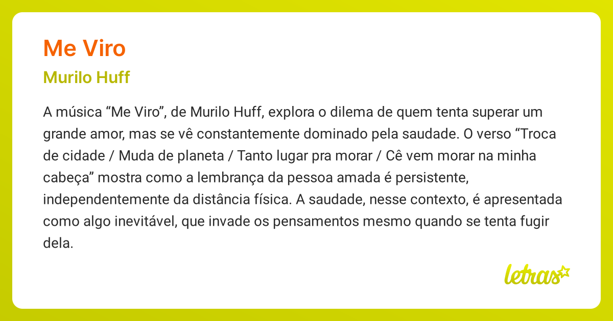 Significado da música ME VIRO (Murilo Huff) - LETRAS.MUS.BR