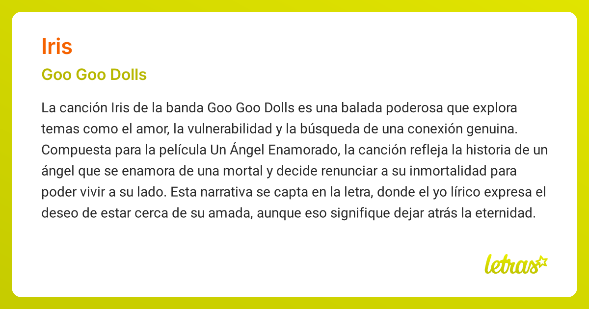 Significado de la canción IRIS (Goo Goo Dolls) - LETRAS.COM