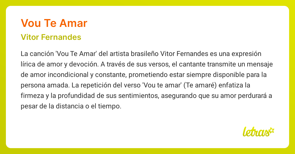 Significado De La Canción Vou Te Amar Vitor Fernandes Letras Com