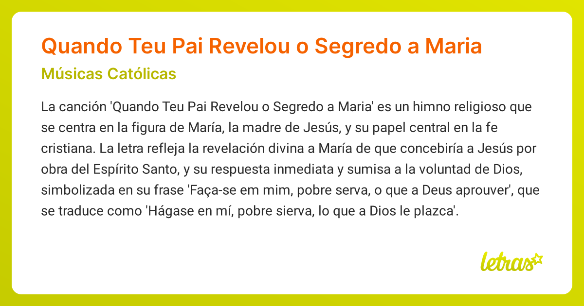 Significado de la canción Quando Teu Pai Revelou o Segredo a Maria ...