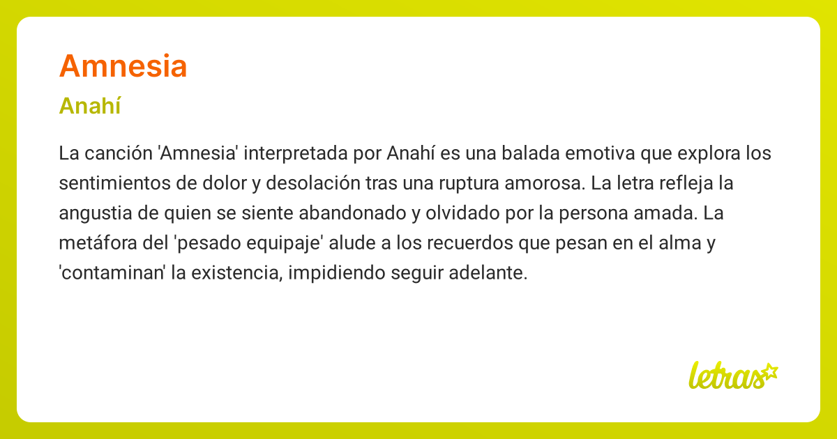 Significado De La Canción Amnesia Anahí Letras Com