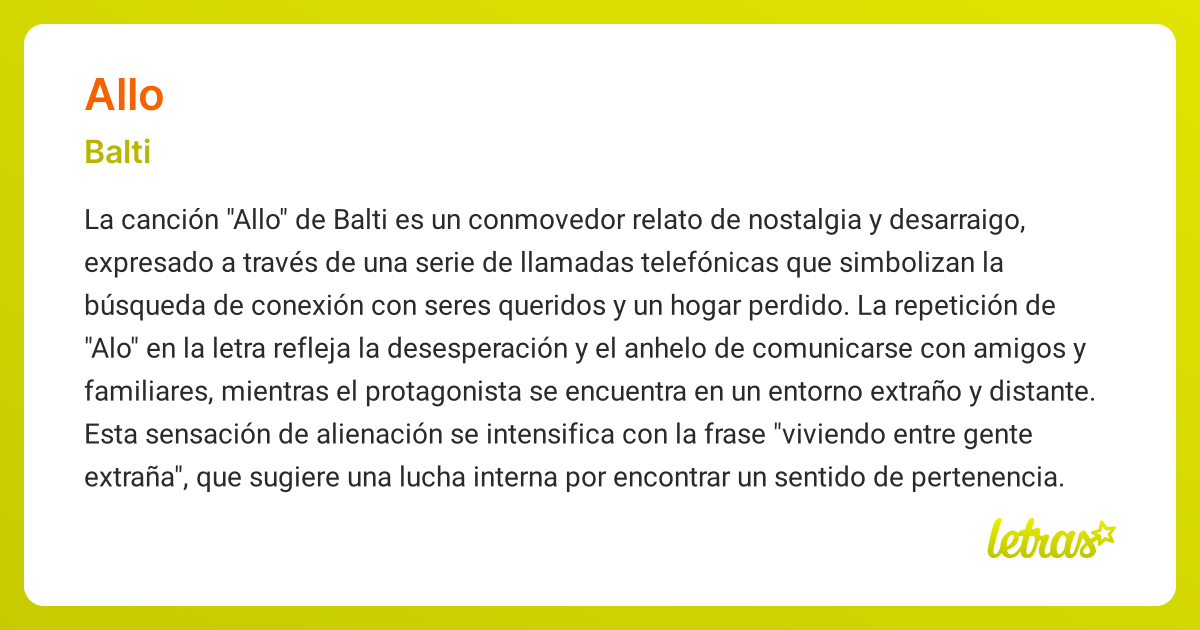 Significado de la cancin ALLO (Balti) - LETRAS.COM
