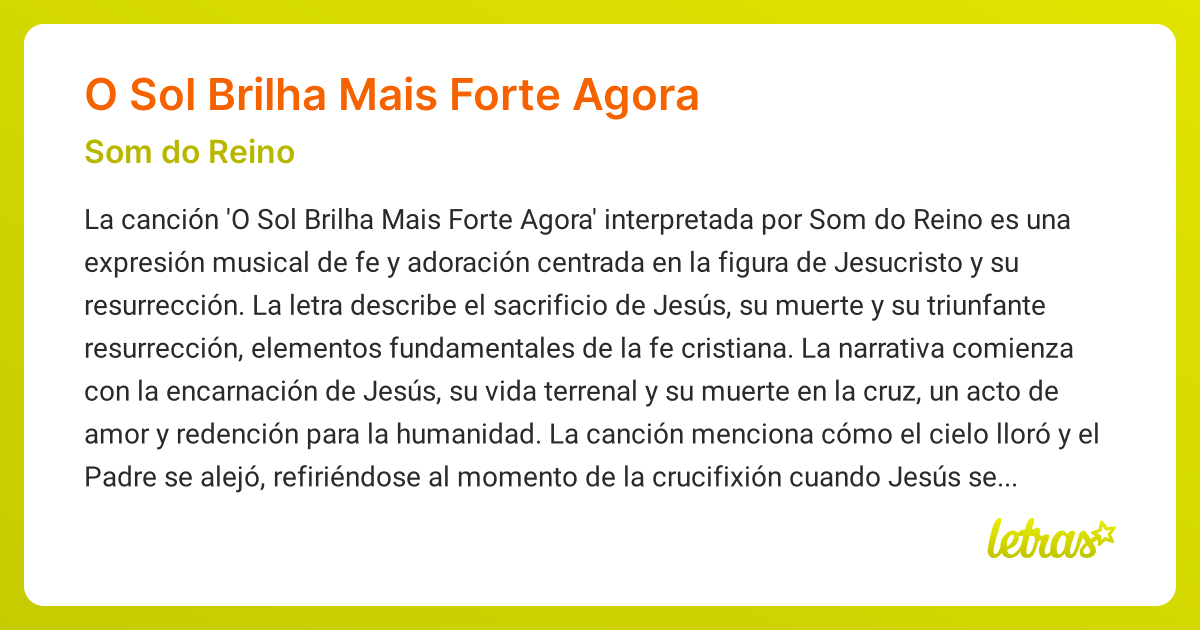 Significado de la canción O SOL BRILHA MAIS FORTE AGORA (Som do Reino ...