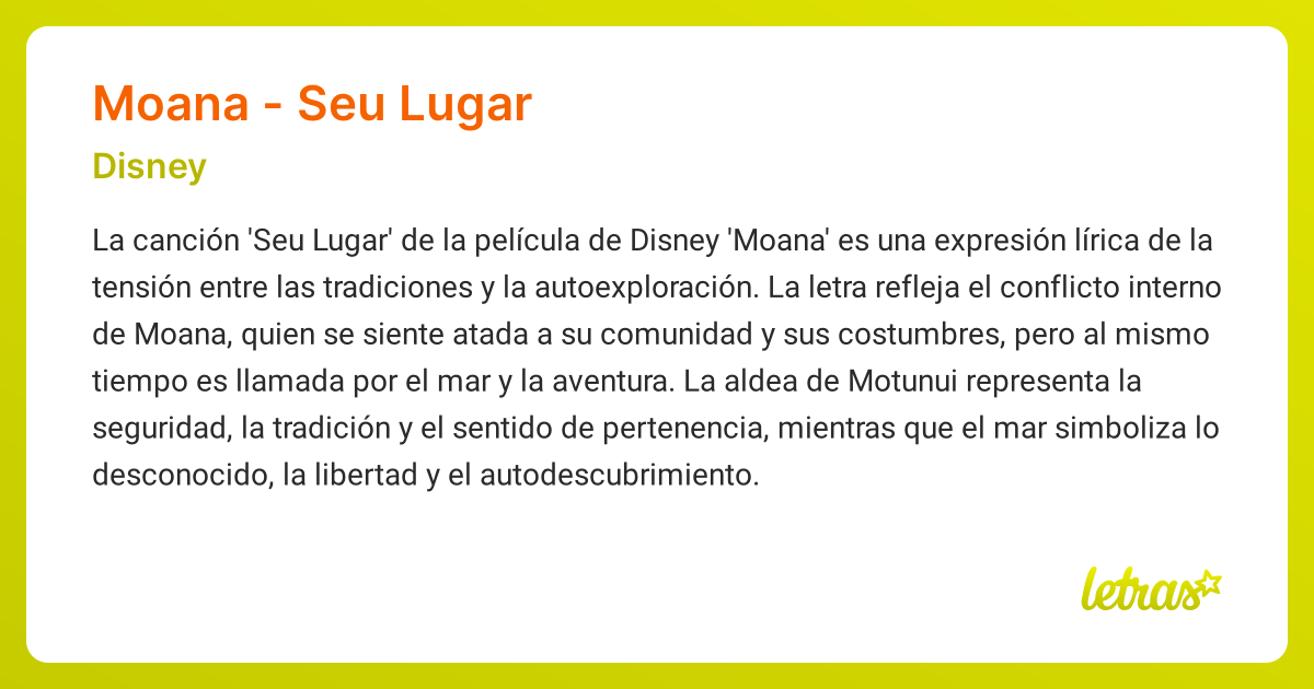 Significado de la canción MOANA - SEU LUGAR (Disney) - LETRAS.COM