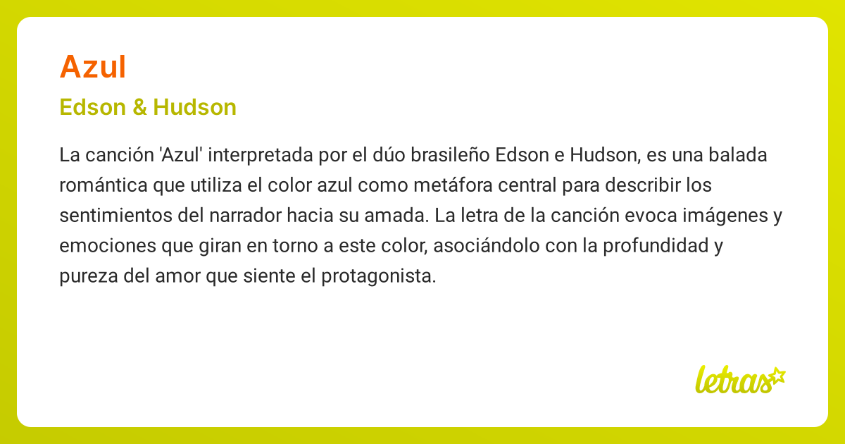 Significado de la canción AZUL (Edson & Hudson) - LETRAS.COM