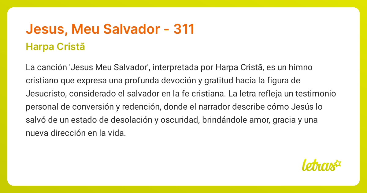 Significado de la canción JESUS, MEU SALVADOR - 311 (Harpa Cristã ...