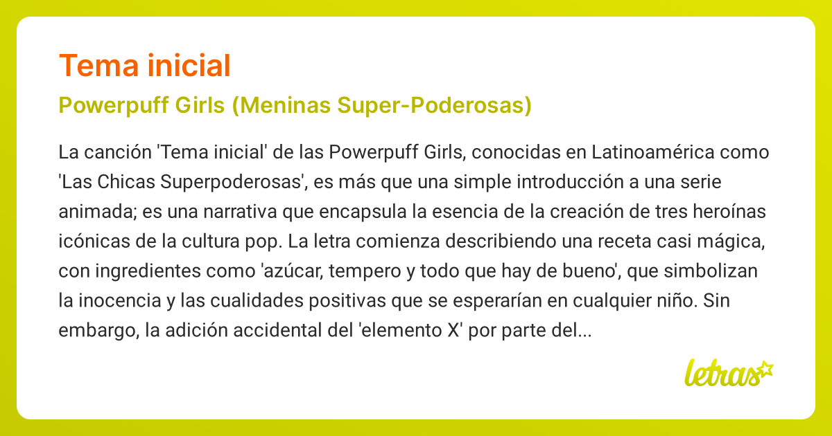 Significado de la canción TEMA INICIAL (Powerpuff Girls (Meninas Super ...
