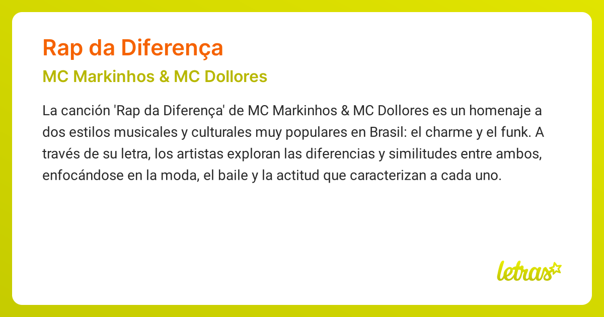 Significado de la canción RAP DA DIFERENÇA (MC Markinhos & MC Dollores ...