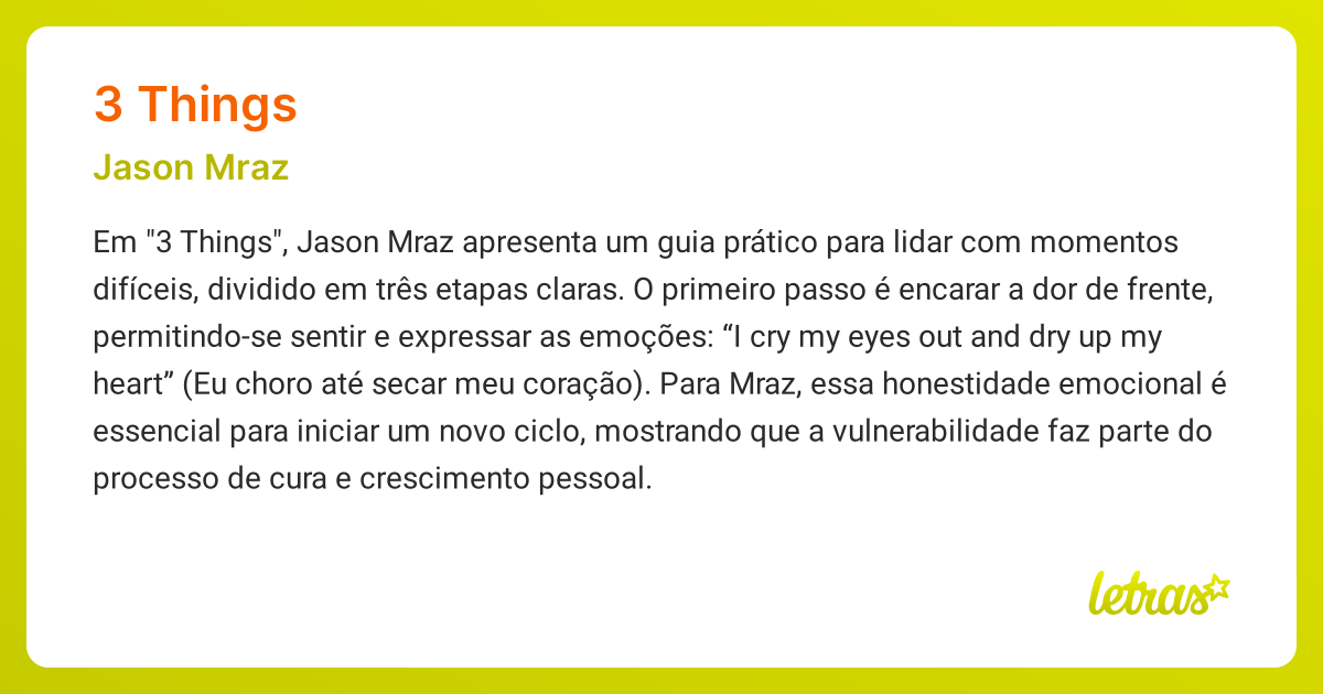 Significado da música 3 THINGS (Jason Mraz) - LETRAS.MUS.BR