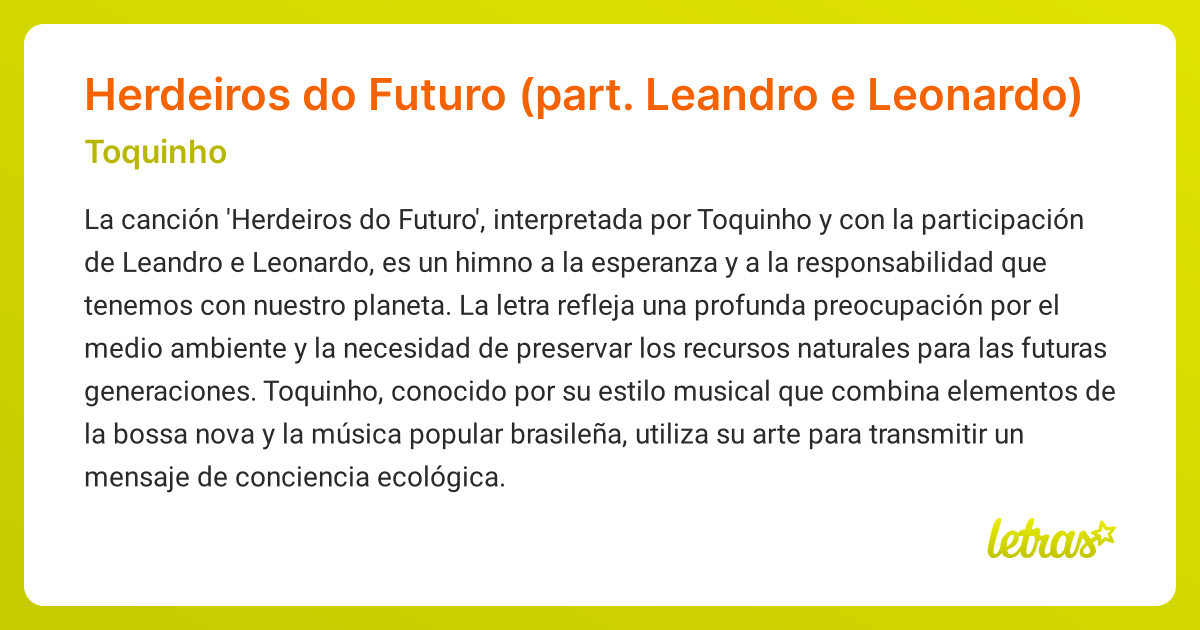 Significado de la canción Herdeiros do Futuro (part. Leandro e Leonardo ...