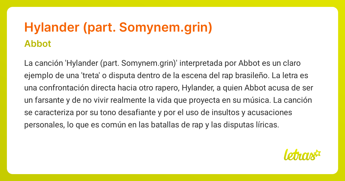 Significado de la canción HYLANDER (PART. SOMYNEM.GRIN) (Abbot ...