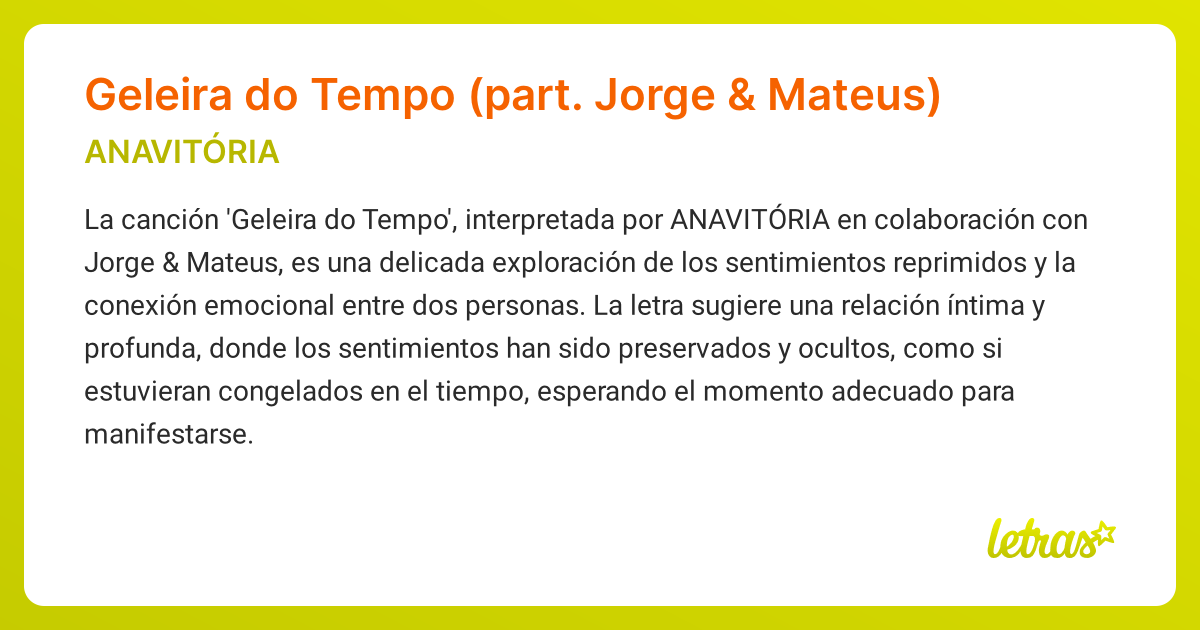 Significado de la canción Geleira do Tempo (part. Jorge & Mateus ...