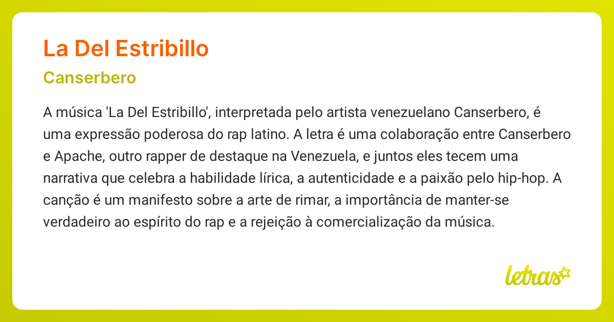 Significado da música LA DEL ESTRIBILLO (Canserbero) - LETRAS.MUS.BR
